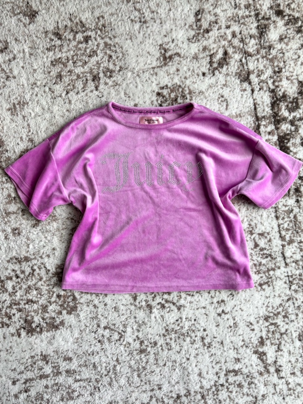 Y2K Juicy Couture Pink Rhinestone Embellished Logo Short Sleeve Oversized Tee